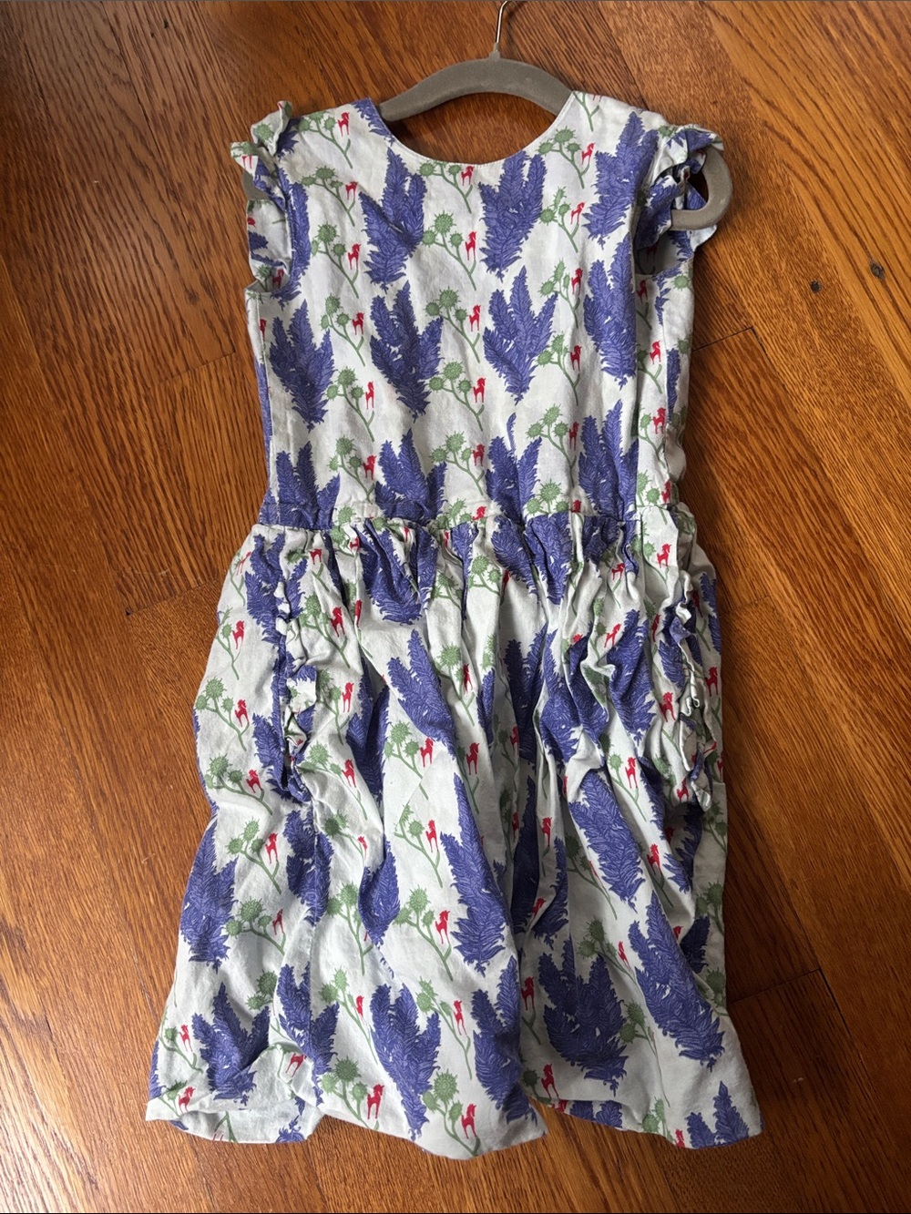 kate quinn Blue and Red Floral Ruffle Sleeve Dress
